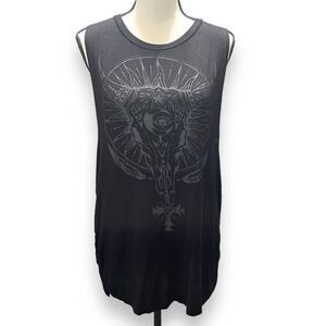 Sullen Angels Women's Desert Muscle‎ Fringe Tank Top Black Size XL